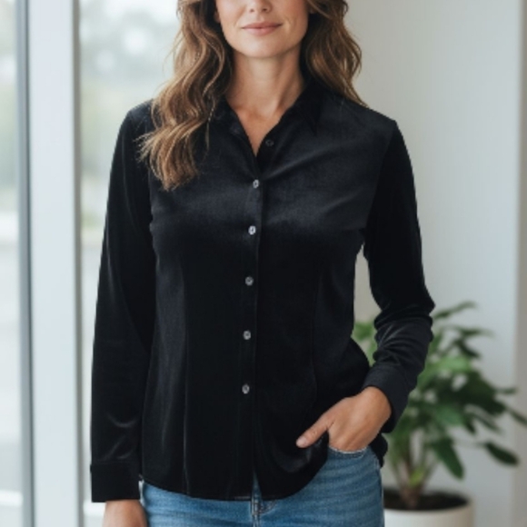 Harve Benard Tops - Harve Benard Black Velvet Blouse